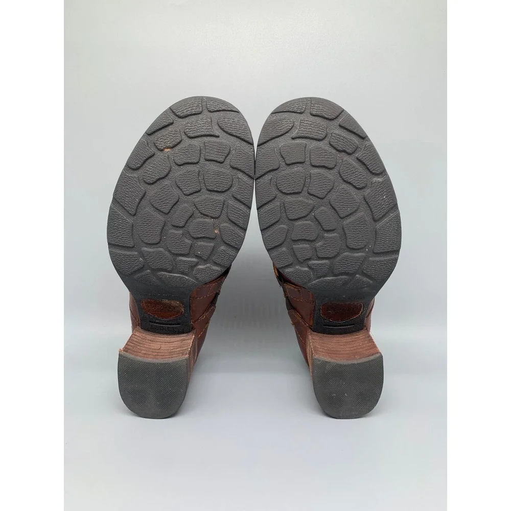 Born Handcrafted Footwear Brown Leather Heeled Booties W11929 Women's Sz 8.5‎